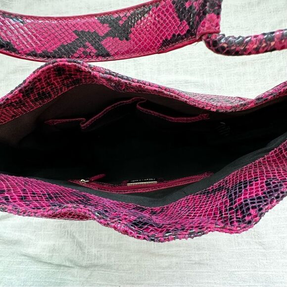 Anne Klein Y2K Genuine Leather Purse Plum Black Shoulder Bag - Picture 6 of 13